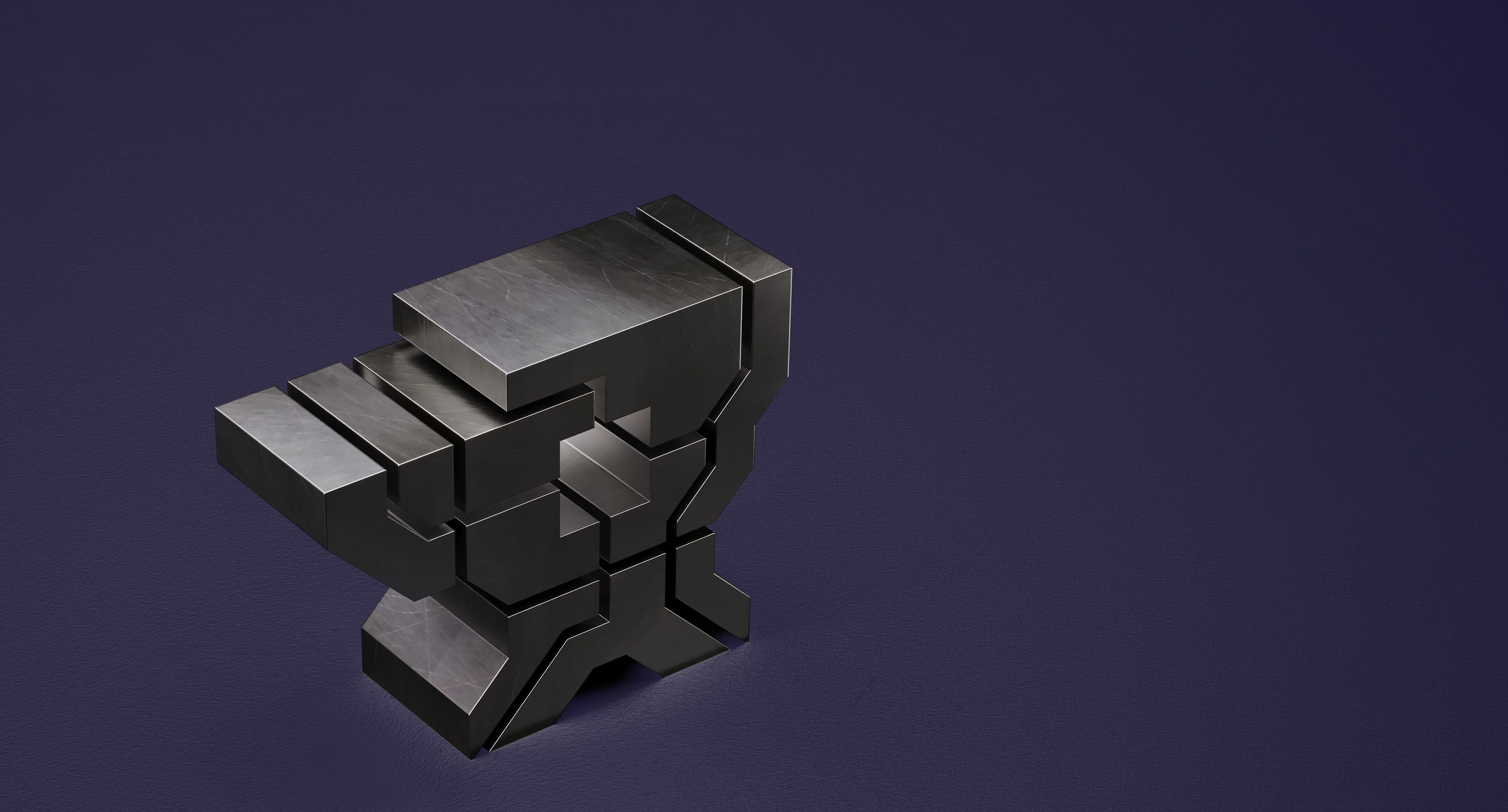 3D render of a stylized dark grey anvil